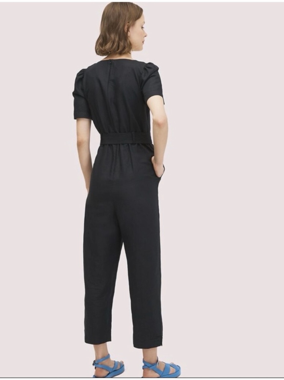 Kate Spade New York Black Cotton/Linen Twill Jumpsuit | Black | Size 6 - Picture 12 of 13